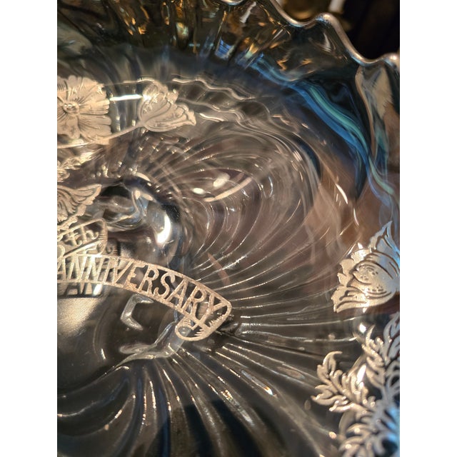 Vintage Mid Century Modern Silver Overlay Glass Centerpiece For Sale - Image 11 of 11