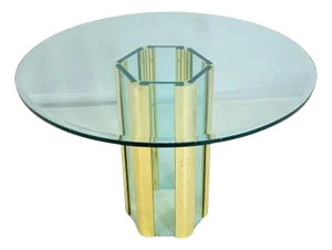 1970s Brass & Glass Dining/Center Table by Leon Rosen for Pace Collection