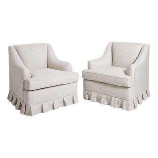 Gray Fabric Fringe Lounge Chairs, 1940s, Set of 2 For Sale