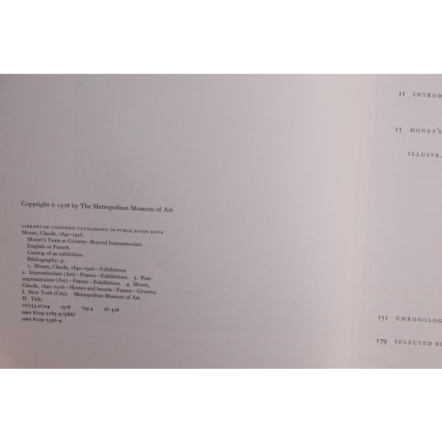 Monet's Years at Giverny, Beyond Impressionism. Softcover book, published in 1978 on the occasion of the exhibition at The...