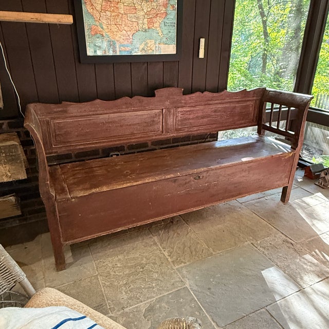 Antique Russian Wooden Storage Bench | Chairish