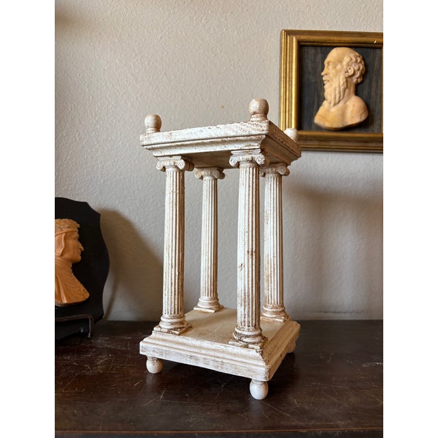 Italian Neoclassical Manner Grand Tour Revival Style Carved & Painted Architectural Miniature Temple For Sale - Image 9 of 12