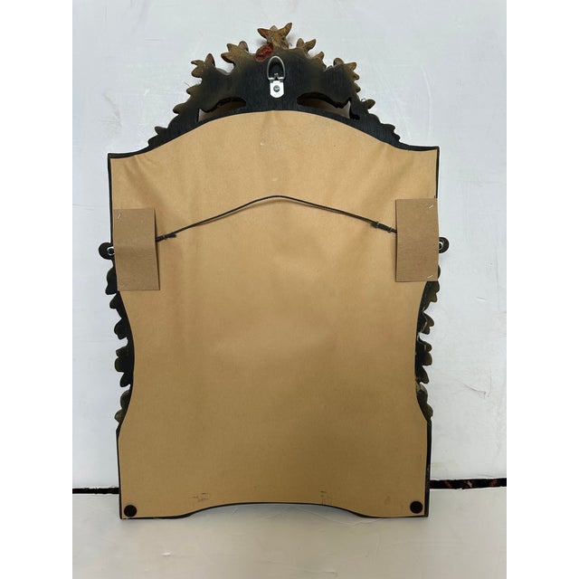 Carved Wood Celadon Green & Gilded Mirror With Fruit For Sale In Philadelphia - Image 6 of 7