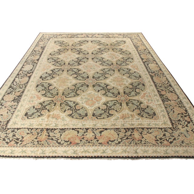Traditional Rug & Kilim’s Oversized European Style Rug in Cream With Floral Medallions For Sale - Image 3 of 5