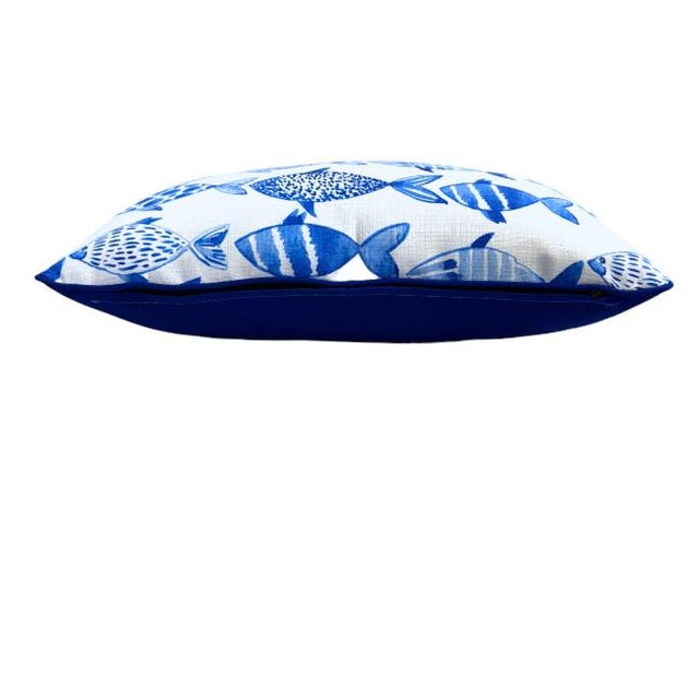 Single Indoor/Outdoor Fish Pattern Lumbar Pillow For Sale - Image 4 of 7