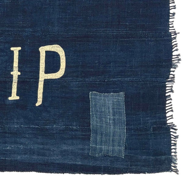 American Large Patchwork Flag, Vintage Indigo, Don't Give Up the Ship, 100% Cotton For Sale - Image 3 of 4