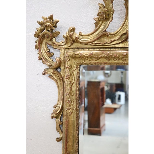 Carved and Gilded Wood Wall Mirror, Early 20th Century For Sale - Image 12 of 14