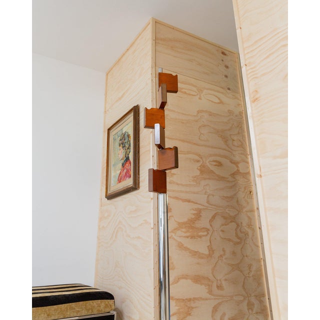 Vintage Coat Rack in Chrome and Wood, 1960s For Sale - Image 5 of 11