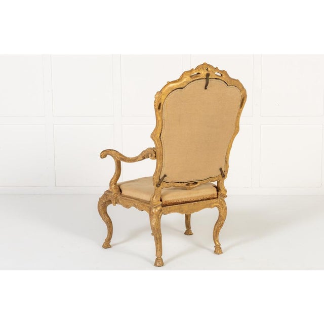 18th Century Italian Carved Giltwood Armchair For Sale - Image 6 of 9