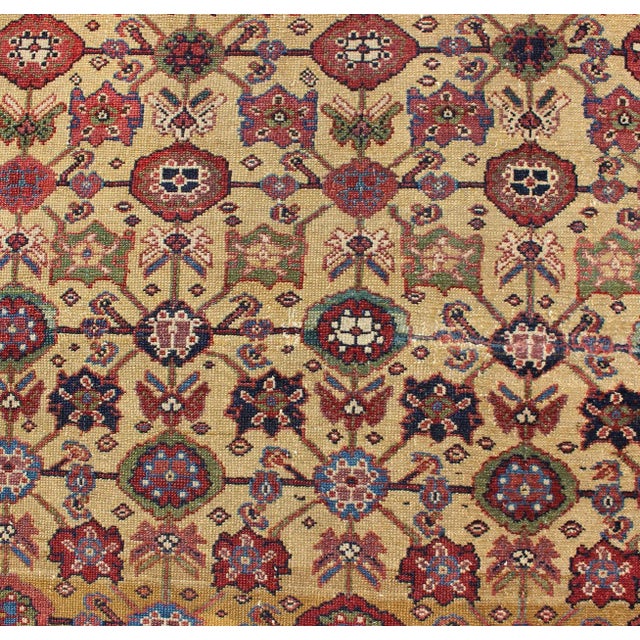 All Over Geometric Antique Persian Malayer Rug in Yellow, Red, Blue, Green For Sale In Atlanta - Image 6 of 13