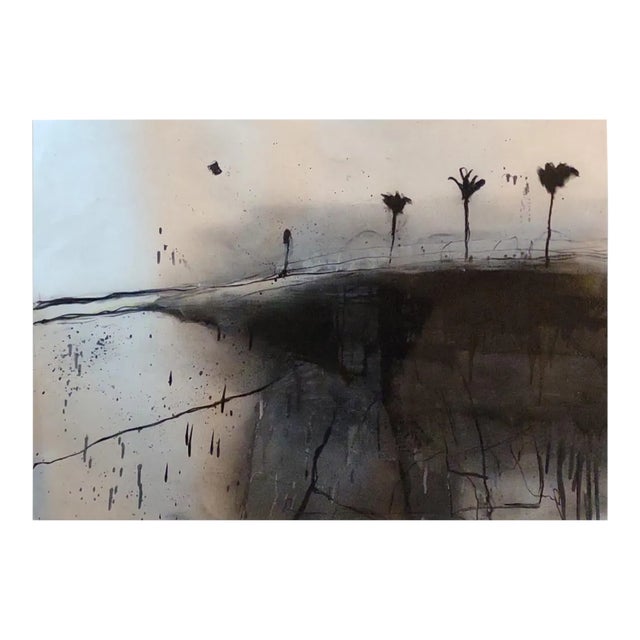 Contemporary Abstract Charcoal on Paper Painting "The Palms #9" by Robert Baribeau For Sale