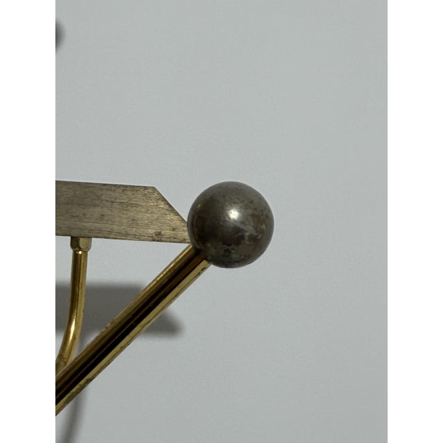 Metal Italian Coat Stand in Gilded Metal and Marble, 1950 For Sale - Image 7 of 8