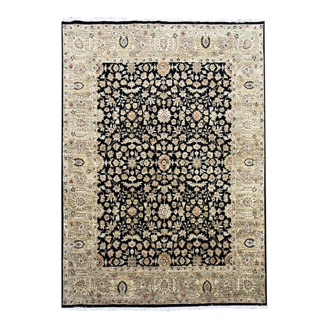 Indo Agrah Hand Knotted Wool Rug 8’ X 10’10” For Sale