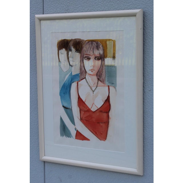 1960s watercolor painting by French artist Charles Levier (1920-2003) Artwork measurements width 18", height 24.75".