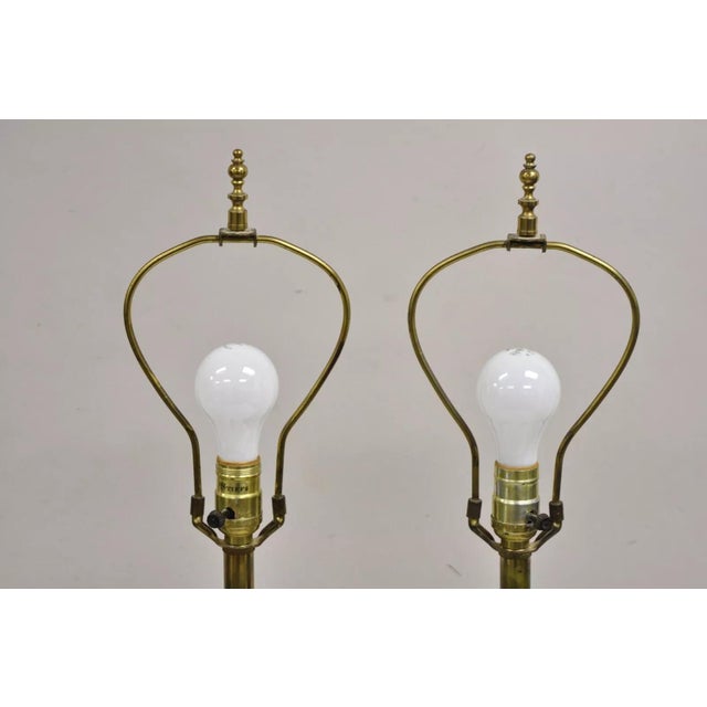 Vintage Stiffel Hollywood Regency Brass Bulbous Column Table Lamps - A Pair For Sale In Philadelphia - Image 6 of 12