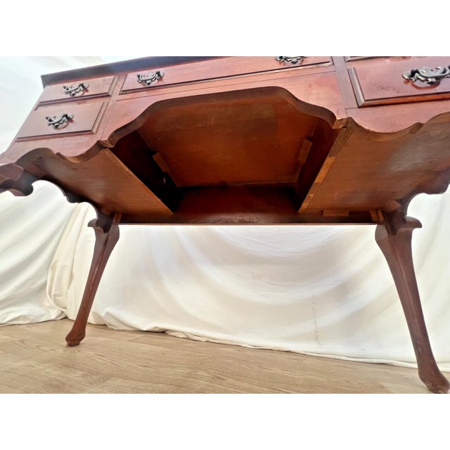 Vintage Desk Vanity, Chippendale Style, Three Dovetail Drawers, Solid Cherry For Sale - Image 13 of 13