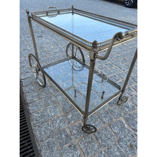 Silver Jansen Rolling Serving Cart by Maison Jansen For Sale - Image 6 of 13