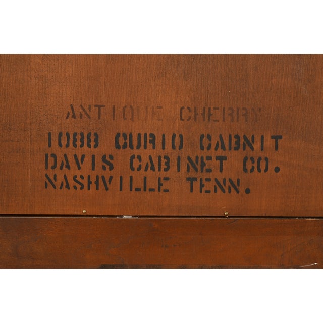 Davis Cabinet Co. French Regency Louis XVI Carved Cherry Wood Lighted Bookcases or Display Cabinets, Pair For Sale - Image 15 of 16