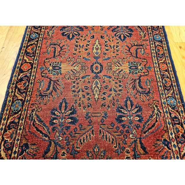 Textile Antique Persian Lilian Accent Rug, Hand-Knotted Wool, Allover Floral Pattern, Red & Navy, 2x4 For Sale - Image 7 of 13