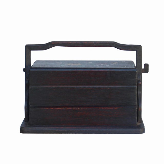 2010s Traditional Chinese Multi Tray Wood Basket Box For Sale - Image 5 of 5