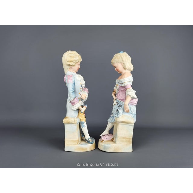 1900s Pair of German Bisque Porcelain Cinderella Sculptures For Sale - Image 10 of 11