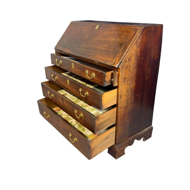 Wood Antique Georgian Slant Front Writing Bureau, 1800s For Sale - Image 7 of 13