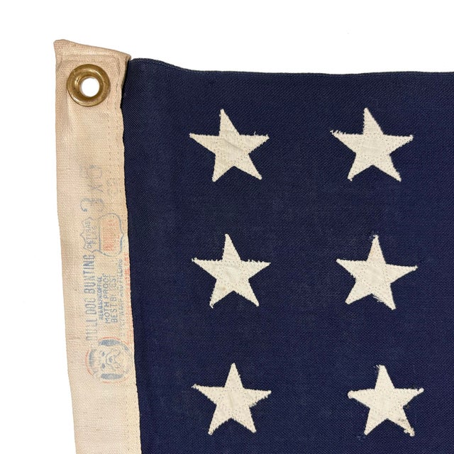 Vintage Cotton American Flag With 48 Sewn Stars For Sale - Image 4 of 6