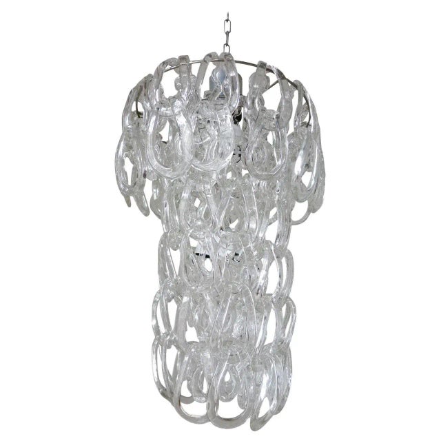Vintage Chandelier W/ Murano Links Designed by Angelo Mangiarotti for Vistosi, 1960s For Sale In Los Angeles - Image 6 of 6