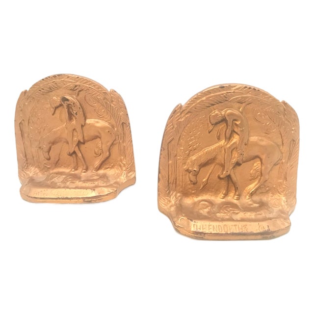 Art Deco Gilt Bronze "End Of The Trail" Bookends, c. 1930s For Sale