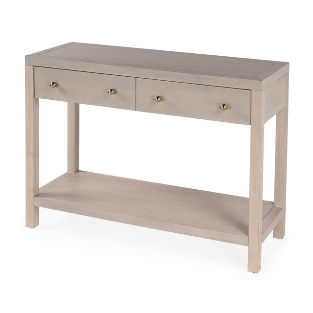 Traditional Nora 40 in. W Rectangular Wood 2 Drawer Console Table with Lower Open Shelf, Antique Taupe For Sale - Image 3 of 11