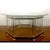 Charles Hollis Jones stylish vintage hexagonal 1/2" beveled glass top coffee table with square lucite legs and brass...