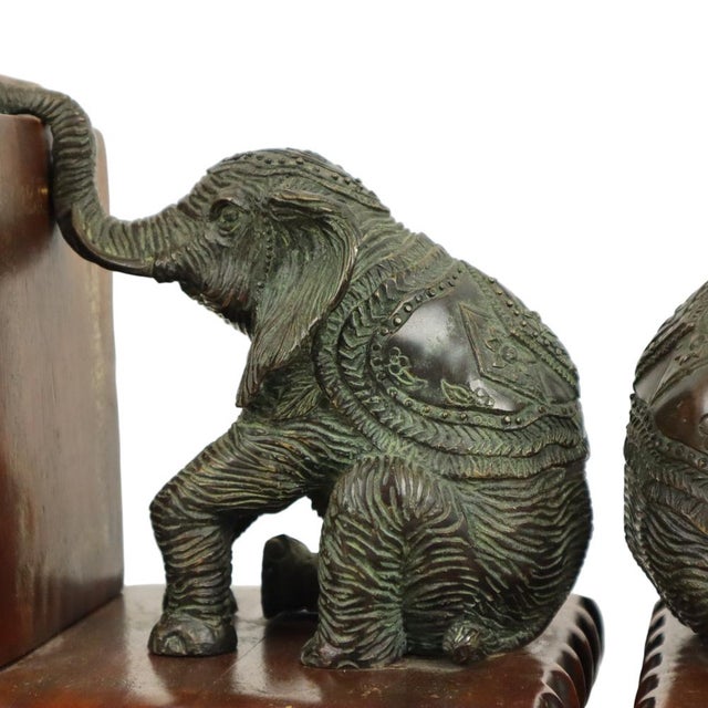 Black Elephant Bookends in Patinated Bronze, Set of 2 For Sale - Image 8 of 14