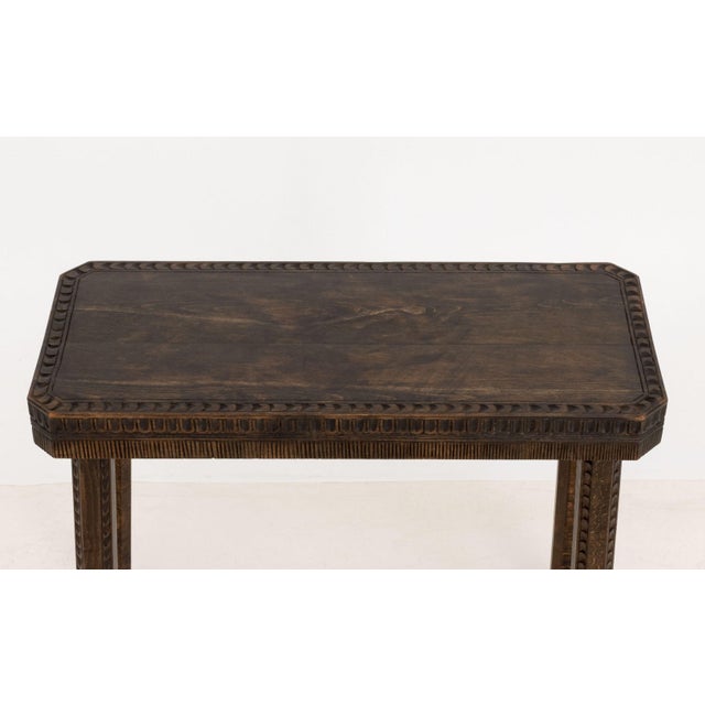 Arts & Crafts Arts and Crafts Style Hand-Carved Oak Console Table For Sale - Image 3 of 6