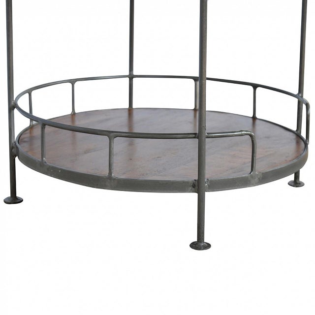 Metal Three Tier Industrial Round Shelf With Metal Frame For Sale - Image 7 of 8