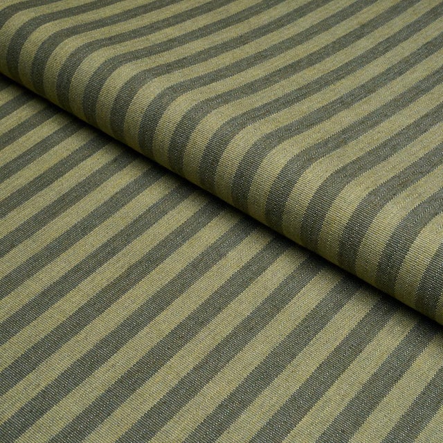 SAMPLE - Schumacher Hanson Indoor/Outdoor Stripe Narrow Fabric In Green For Sale