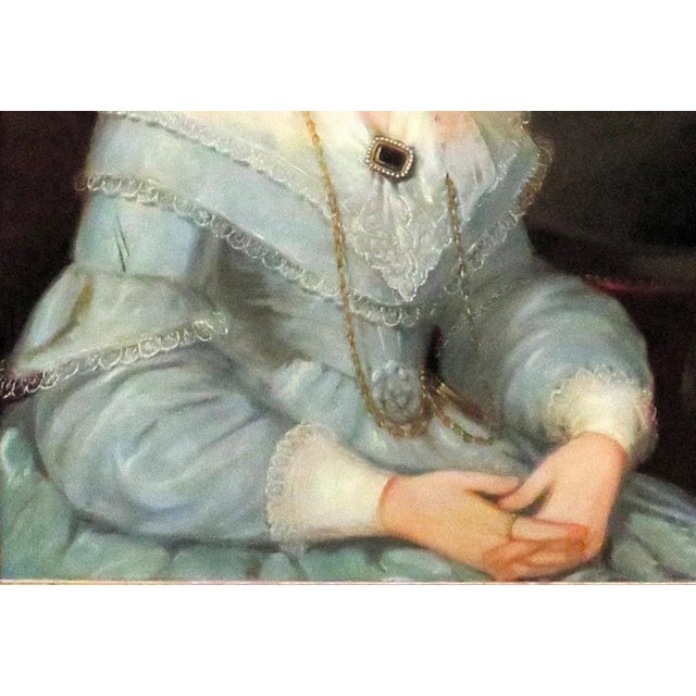 Mid 19th Century 19th C. Portrait Oil Painting of a Woman Lady Antique Victorian For Sale - Image 5 of 6