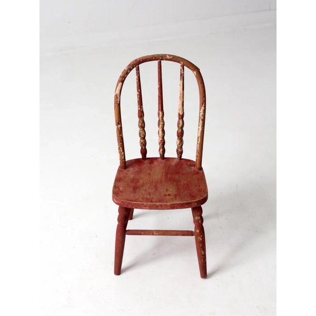 Wood Vintage Painted Pink Kid's Chair For Sale - Image 7 of 10