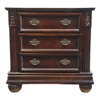 Collezione Europa Cachat Collection Cherry Contemporary Traditional 30" Three Drawer Nightstand W. White Granite Top For Sale