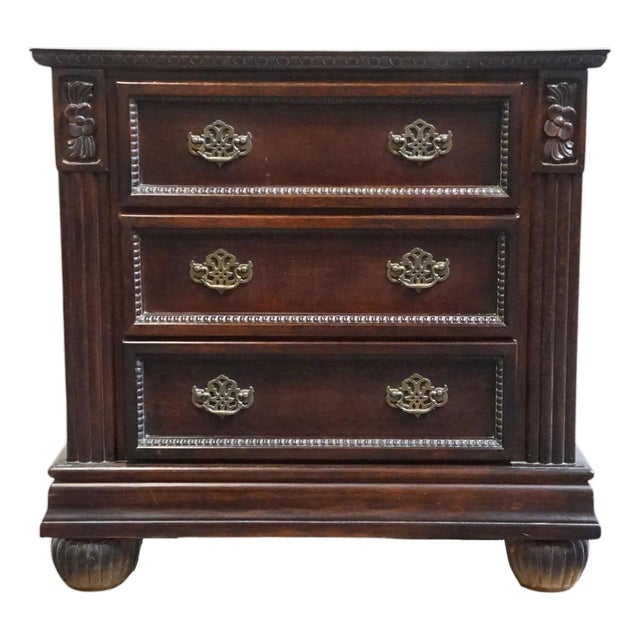 Collezione Europa Cachat Collection Cherry Contemporary Traditional 30" Three Drawer Nightstand W. White Granite Top For Sale