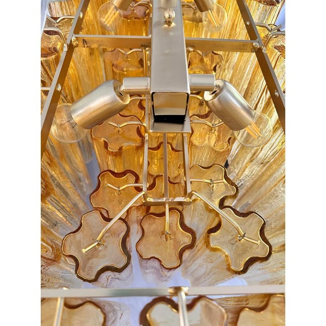 Rectangular Tronchi Murano Glass Gold Chandelier by Simoeng For Sale - Image 4 of 12