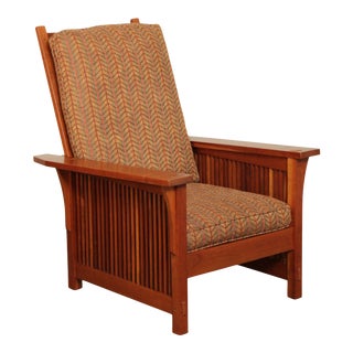 Stickley Mission Collection Cherry Spindle Morris Chair For Sale
