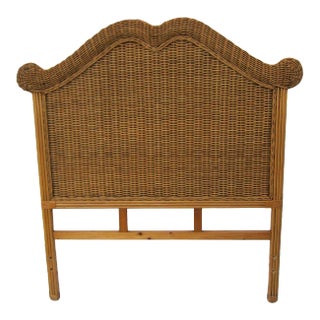 1980s Vintage Asian Style Bamboo Rattan Twin Headboard Honey Color For Sale