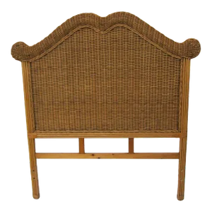 1980s Vintage Asian Style Bamboo Rattan Twin Headboard Honey Color