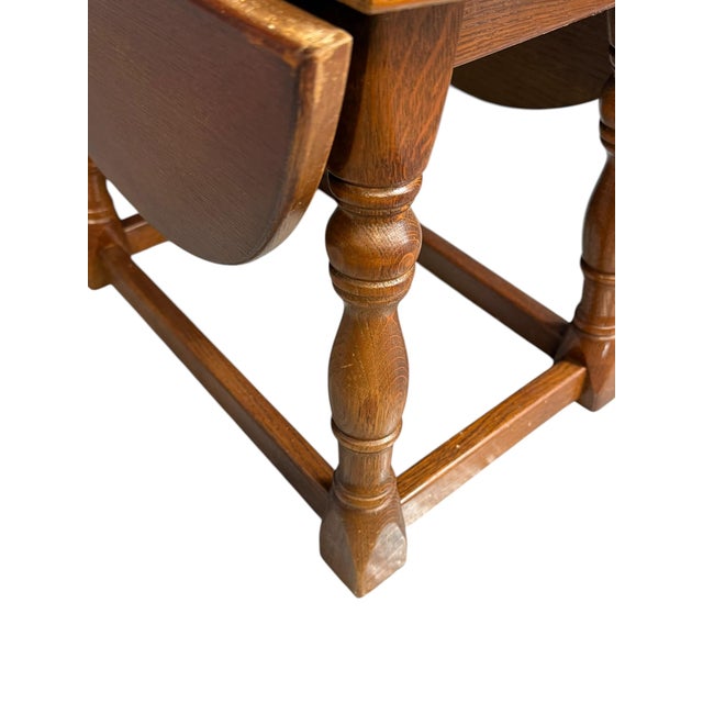 Antique Miniature Oak Drop-Leaf Table Featuring Traditional Turned Baluster Legs, 1940 For Sale - Image 9 of 15
