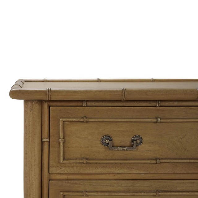 Wood Faux Bamboo Three Drawer Chest For Sale - Image 7 of 11