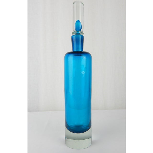 Cenedese Mid-Century Modern Teal Blue Glass Decanter, Attributed to Antonio Da Ros For Sale - Image 4 of 10