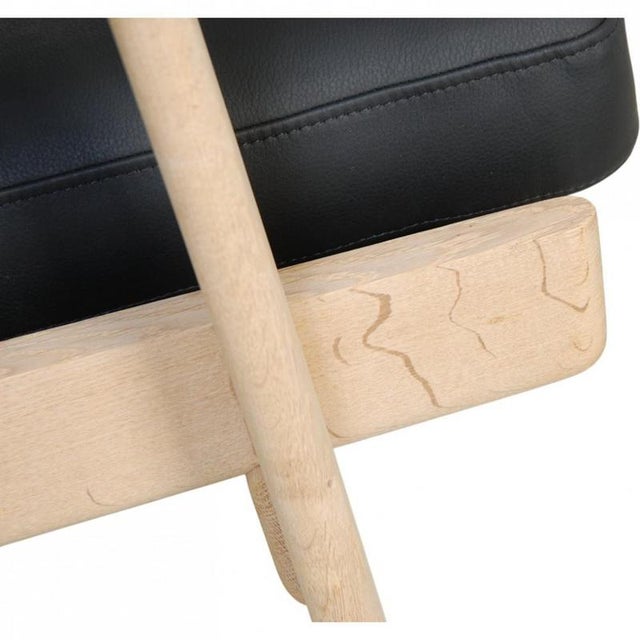 GE290 3-Seater Sofa in Black Leather and Soap-Treated Oak by Hans J. Wegner, 1990s For Sale - Image 12 of 18