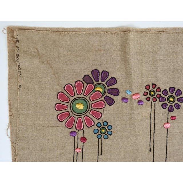 Early 20th Century Early 20th Centry Arts and Crafts Floral Embroidered Textile For Sale - Image 5 of 6
