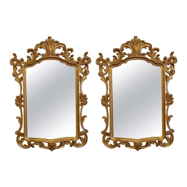 Pair of Italian Gilt Wood Wall or Console Mirrors For Sale
