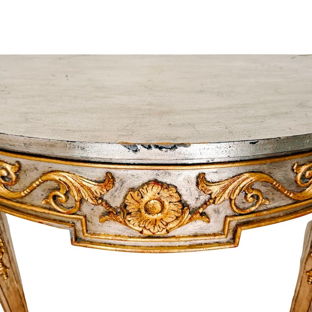 Late 20th Century Maitland-Smith Silver Leaf & Gilt Neoclassical Demilune Console Table For Sale - Image 9 of 18